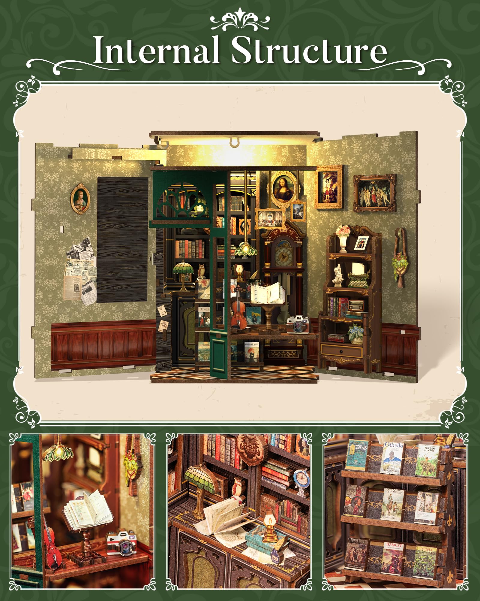 Foto 7 pulgar | Kit De Casa En Miniatura Cutebee Book Nook Owl Bookstore - Venta Internacional.