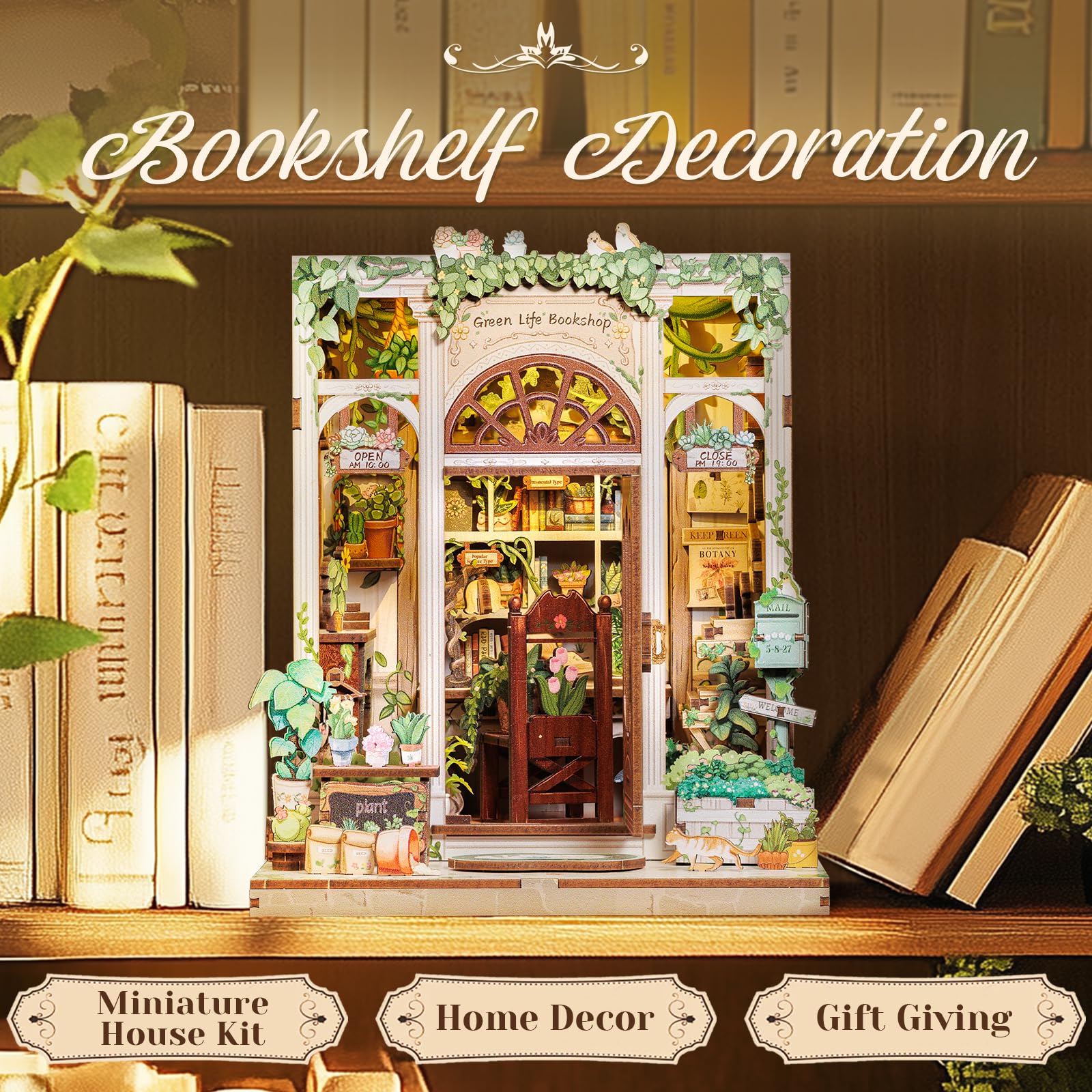 Foto 2 | Kit De Casa De Muñecas En Miniatura Cutebee Book Nook Green - Venta Internacional.