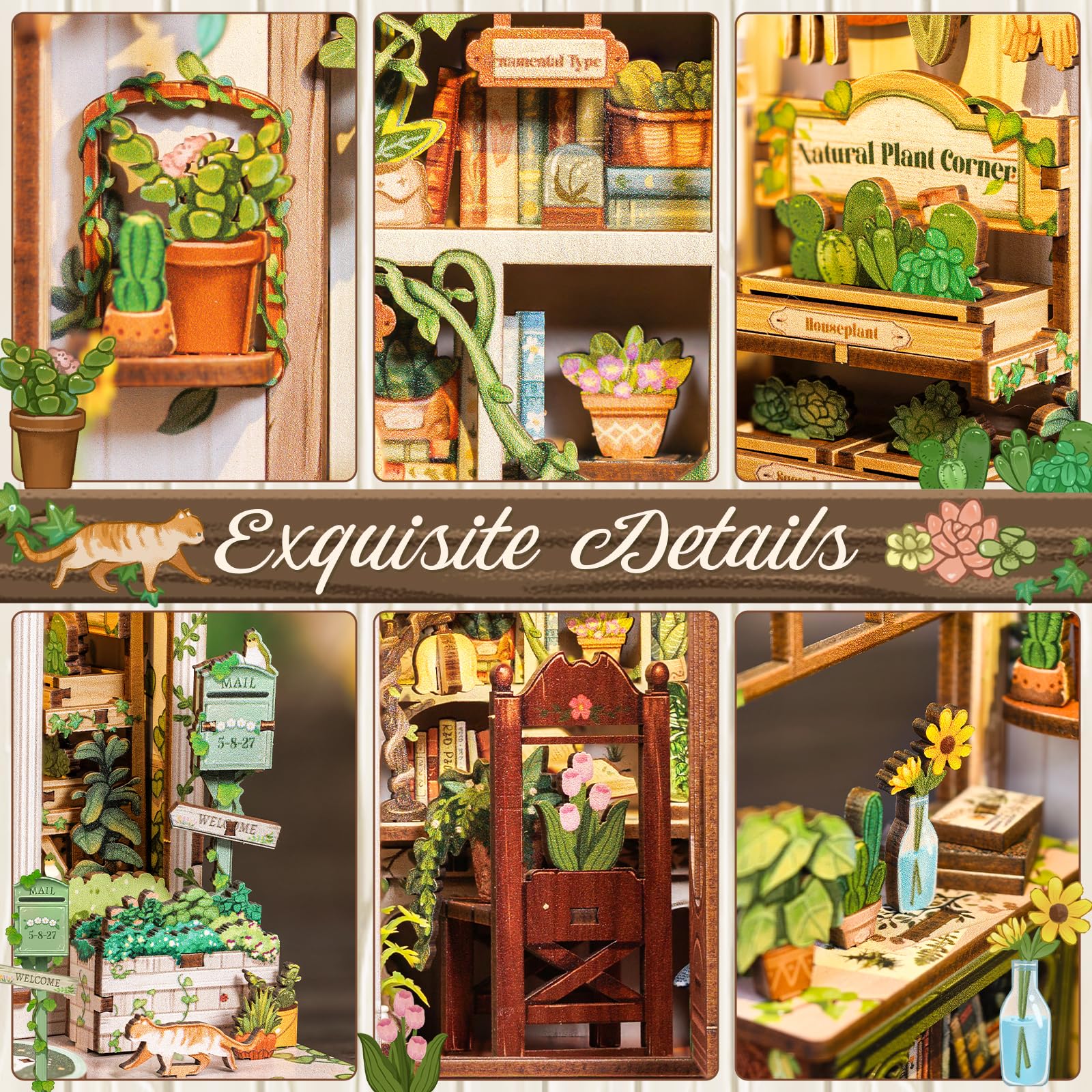 Foto 7 | Kit De Casa De Muñecas En Miniatura Cutebee Book Nook Green - Venta Internacional.