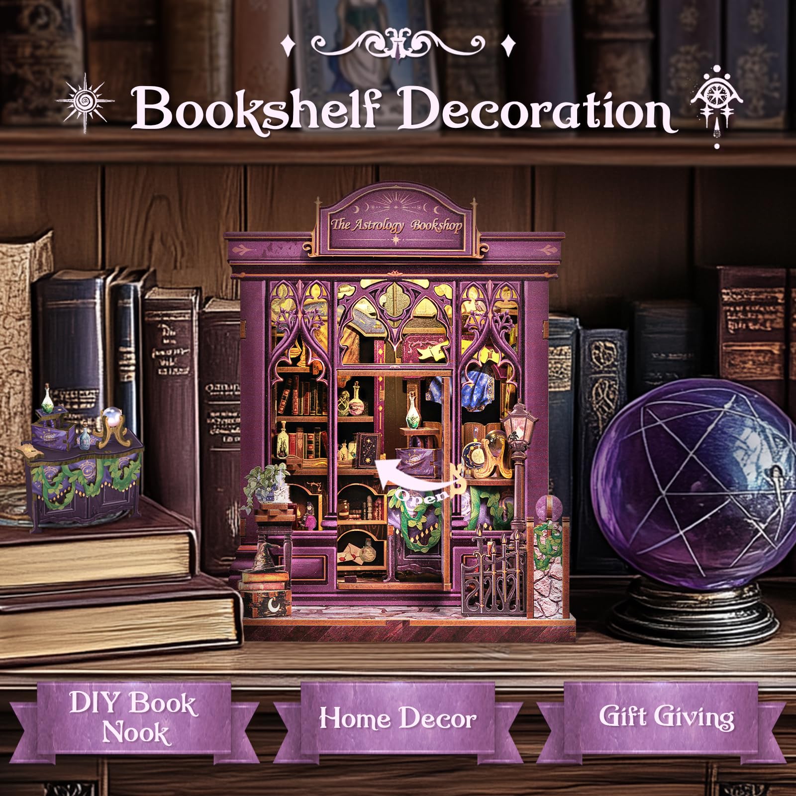 Foto 3 pulgar | Kit De Casa De Muñecas En Miniatura Cutebee Book Nook The Astrology Bookshop - Venta Internacional.
