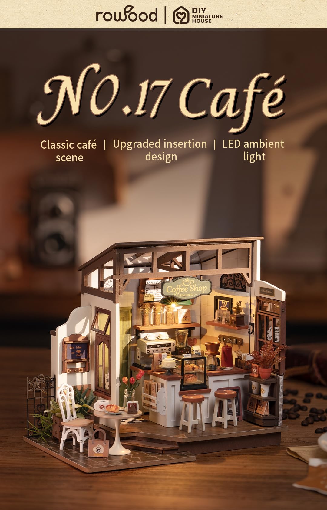 Foto 3 pulgar | Kit De Casa En Miniatura Rowood No.17 Café Con Led Para Adultos - Venta Internacional.