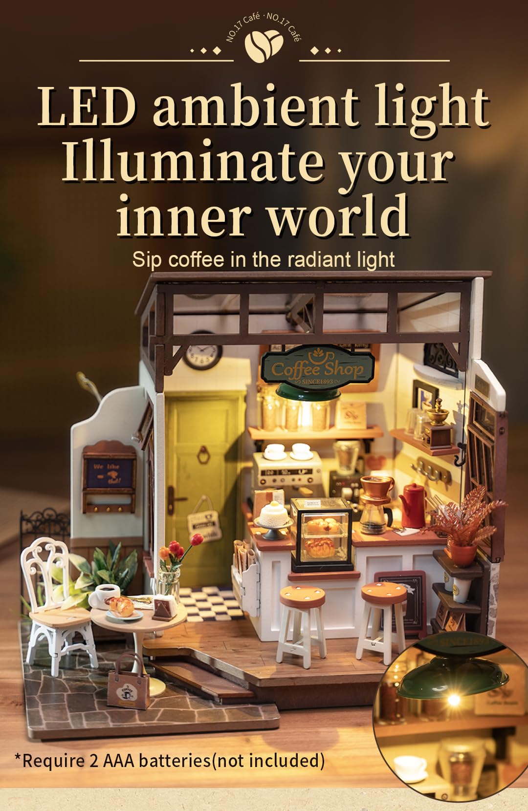 Foto 4 | Kit De Casa En Miniatura Rowood No.17 Café Con Led Para Adultos - Venta Internacional.