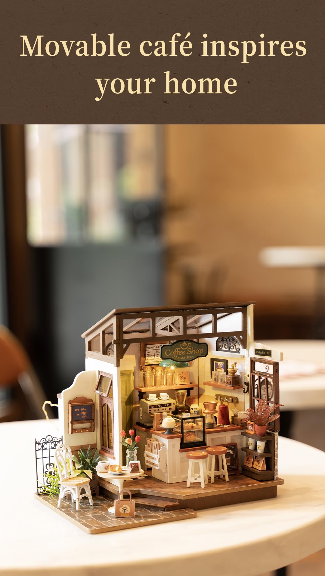 Foto 7 | Kit De Casa En Miniatura Rowood No.17 Café Con Led Para Adultos - Venta Internacional.