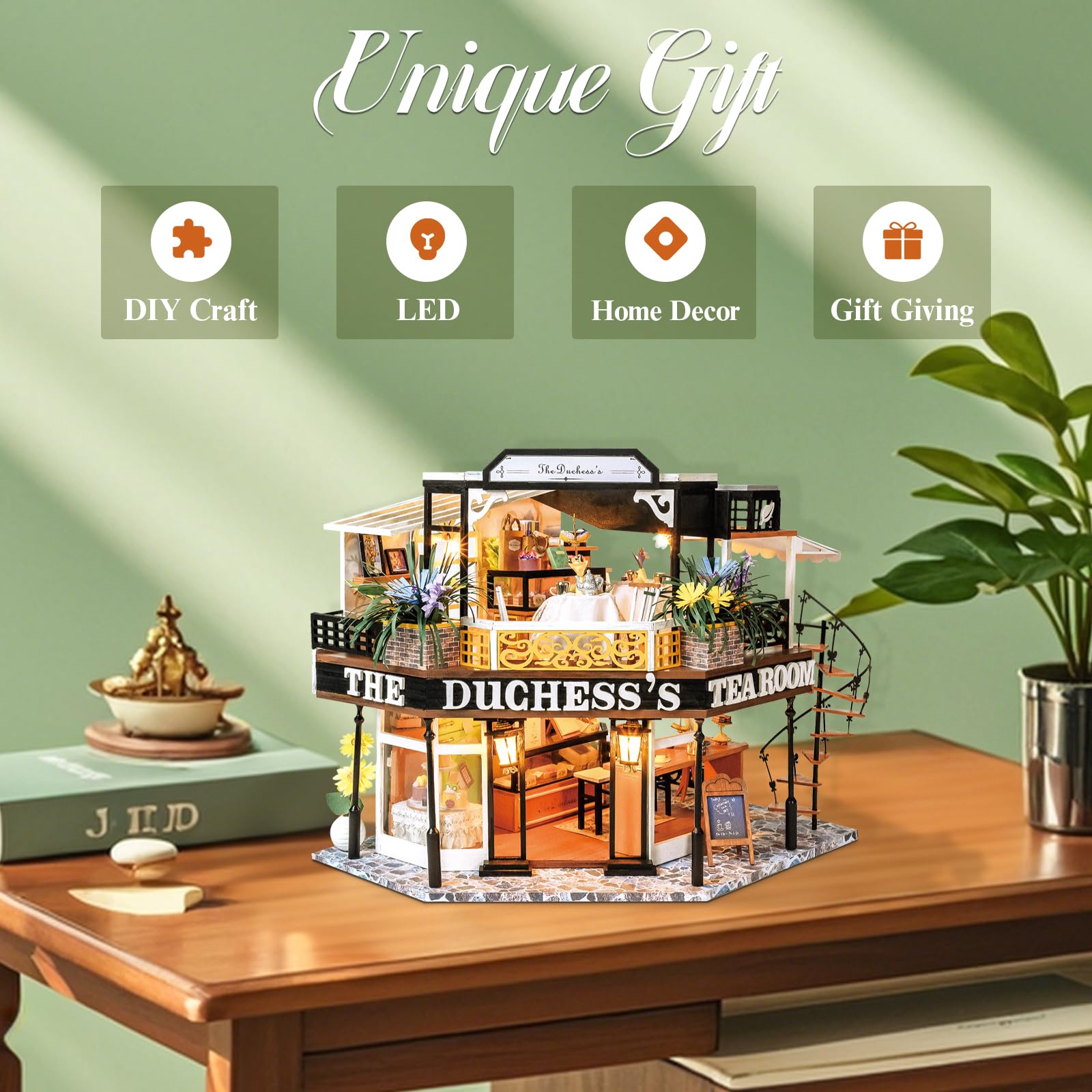 Foto 4 pulgar | Casa De Muñecas Cutebee Miniatura Del Salón De Té De La Duquesa Con Muebles - Venta Internacional.