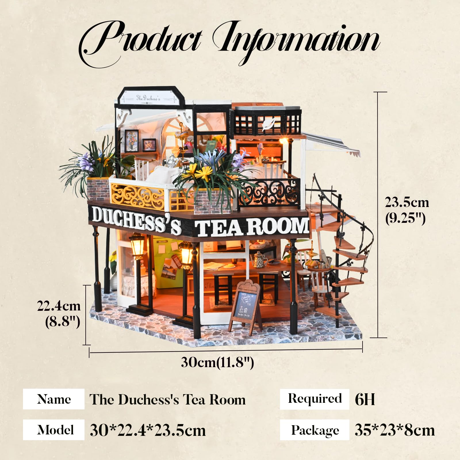 Foto 7 pulgar | Casa De Muñecas Cutebee Miniatura Del Salón De Té De La Duquesa Con Muebles - Venta Internacional.