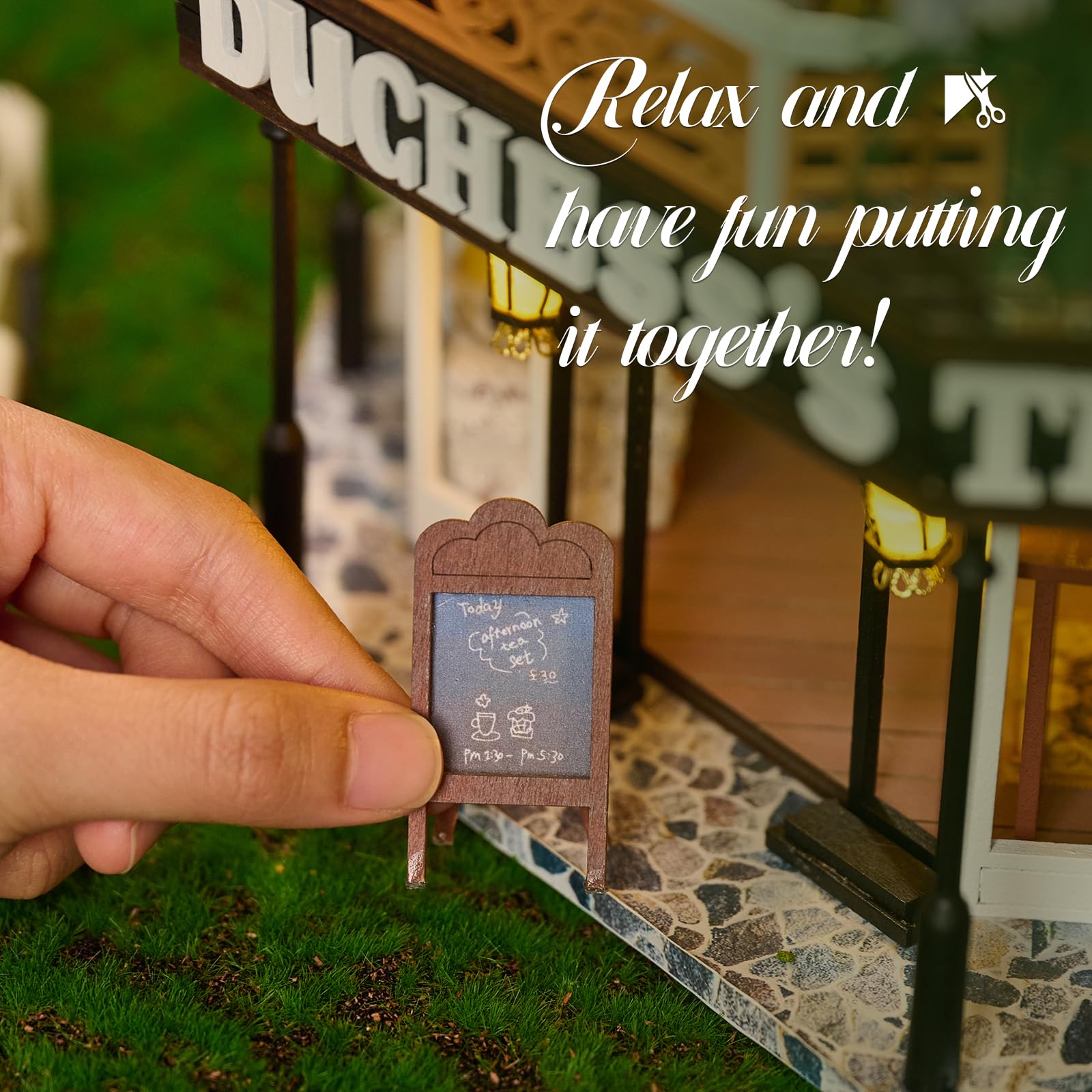 Foto 8 pulgar | Casa De Muñecas Cutebee Miniatura Del Salón De Té De La Duquesa Con Muebles - Venta Internacional.
