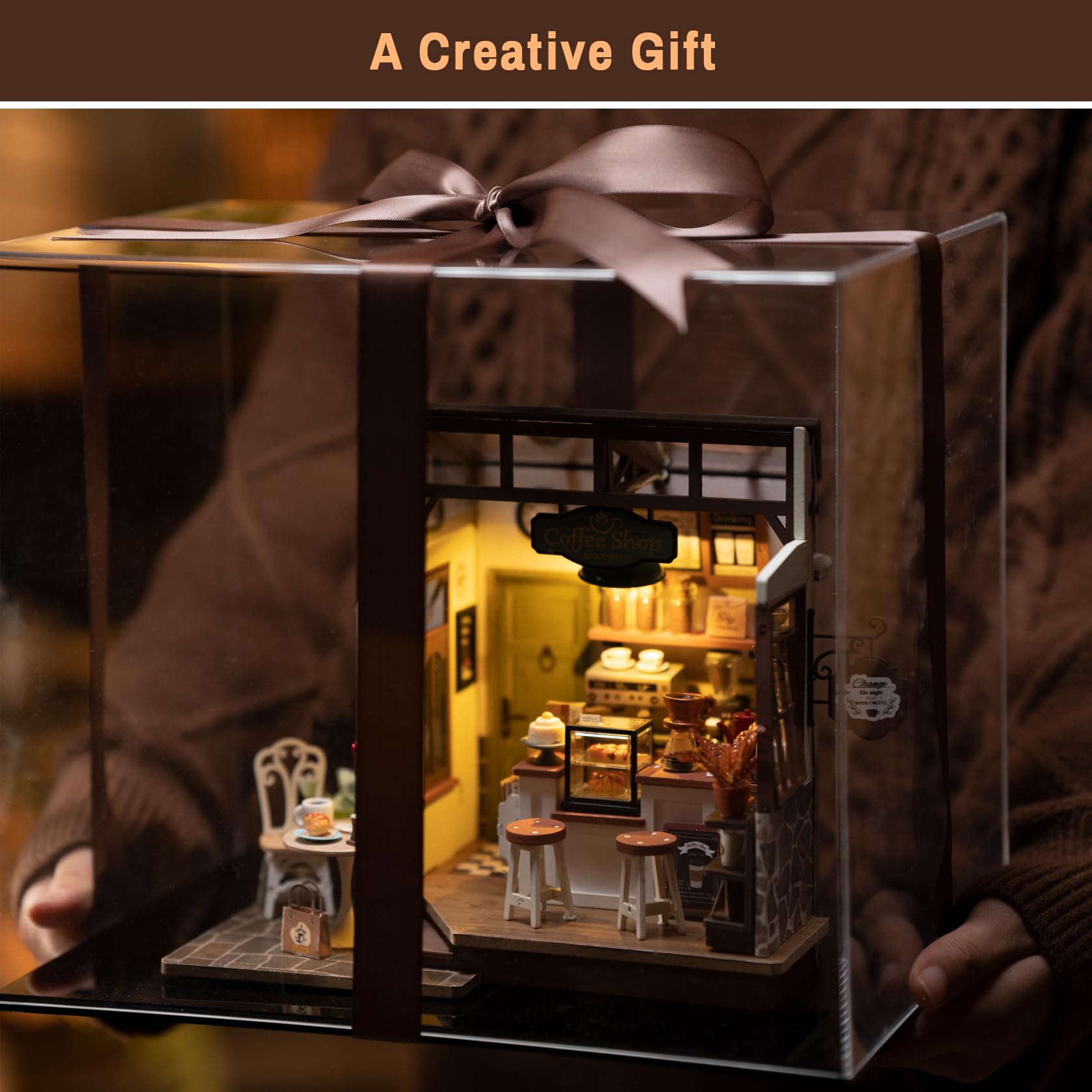 Foto 3 pulgar | Kit De Casa De Muñecas En Miniatura Rolife Coffee Shop Con Luces Led - Venta Internacional.