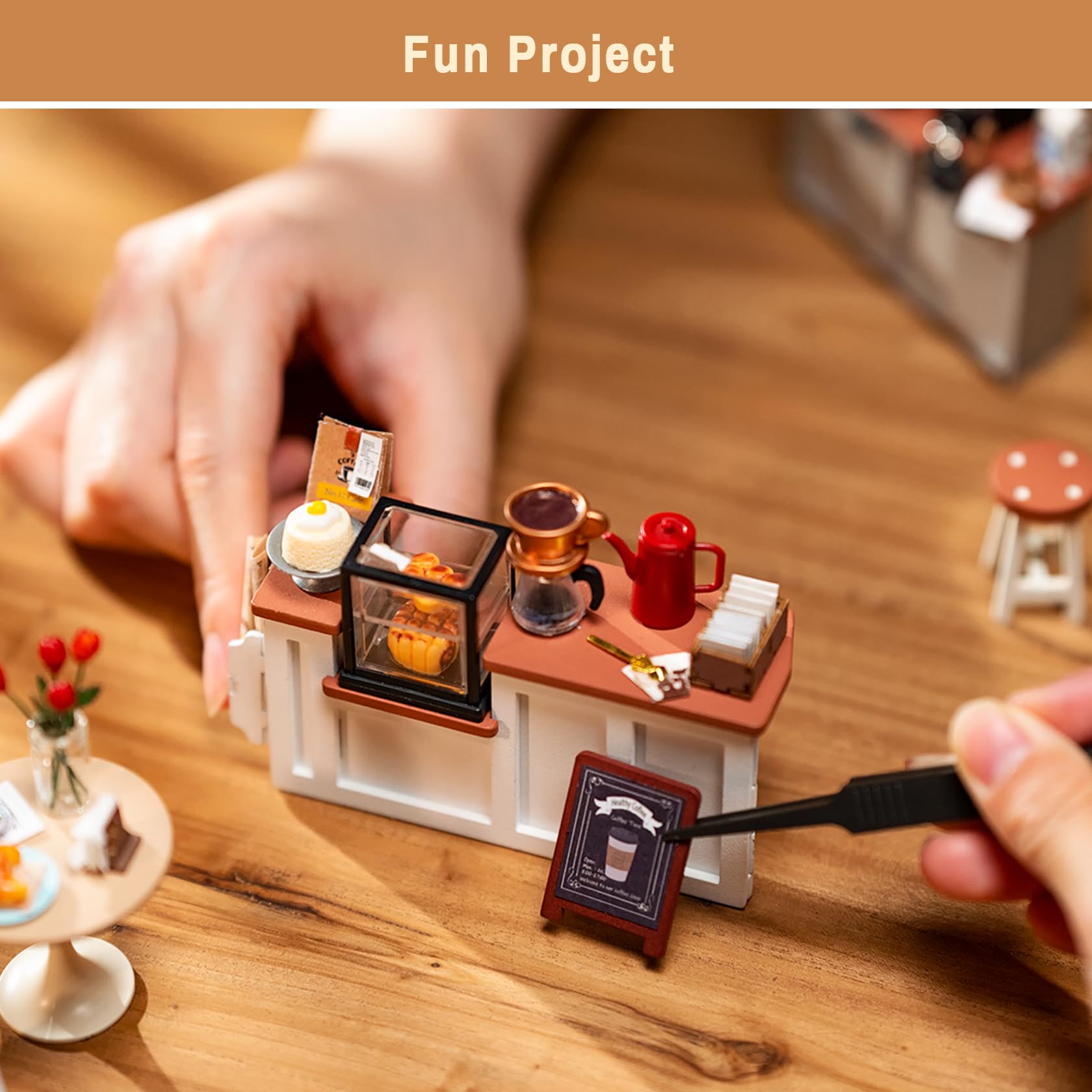 Foto 4 pulgar | Kit De Casa De Muñecas En Miniatura Rolife Coffee Shop Con Luces Led - Venta Internacional.