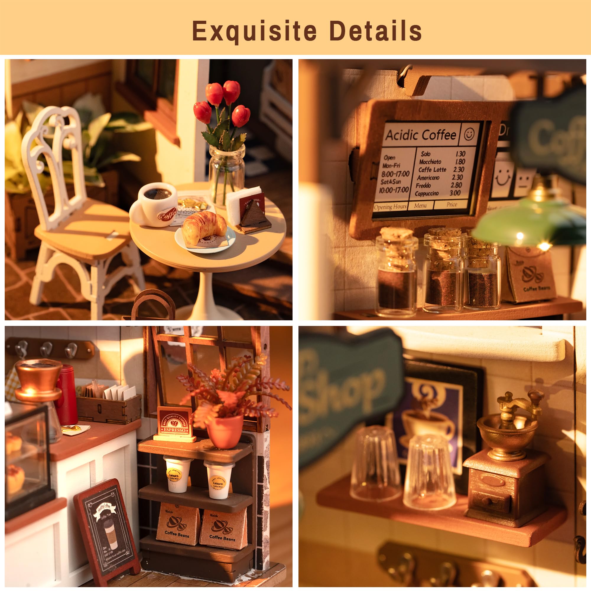 Foto 5 pulgar | Kit De Casa De Muñecas En Miniatura Rolife Coffee Shop Con Luces Led - Venta Internacional.