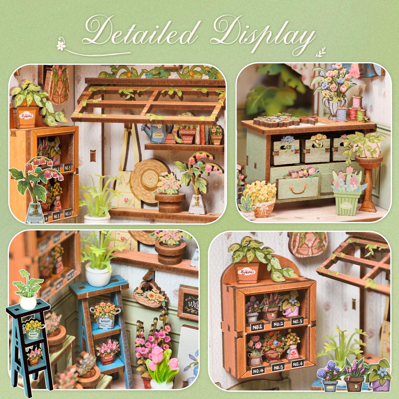 Foto 5 | Kit De Casa De Muñecas En Miniatura Cutebee Book Nook Champs-élysées Florist - Venta Internacional.