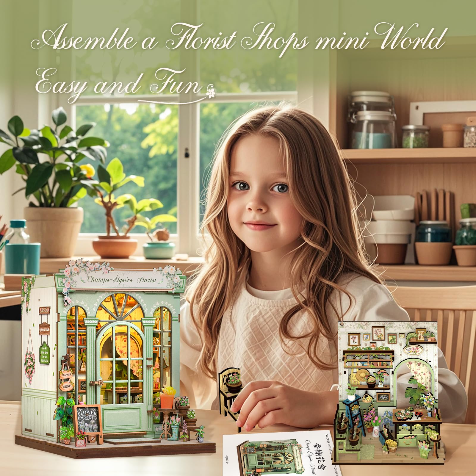 Foto 6 | Kit De Casa De Muñecas En Miniatura Cutebee Book Nook Champs-élysées Florist - Venta Internacional.