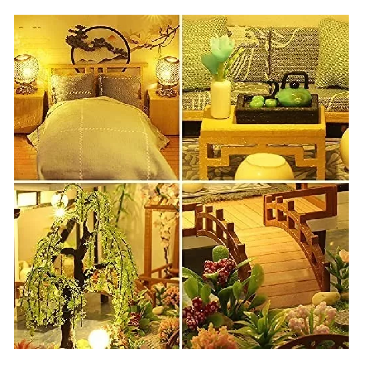 Foto 4 pulgar | Villa Casita Muñecas Con Piscina Muebles Led Miniatura
