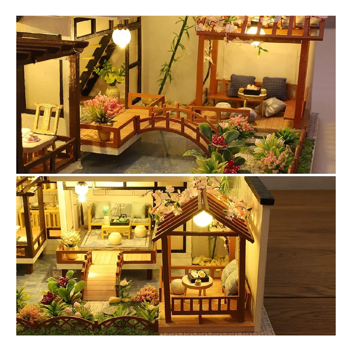 Foto 5 pulgar | Villa Casita Muñecas Con Piscina Muebles Led Miniatura