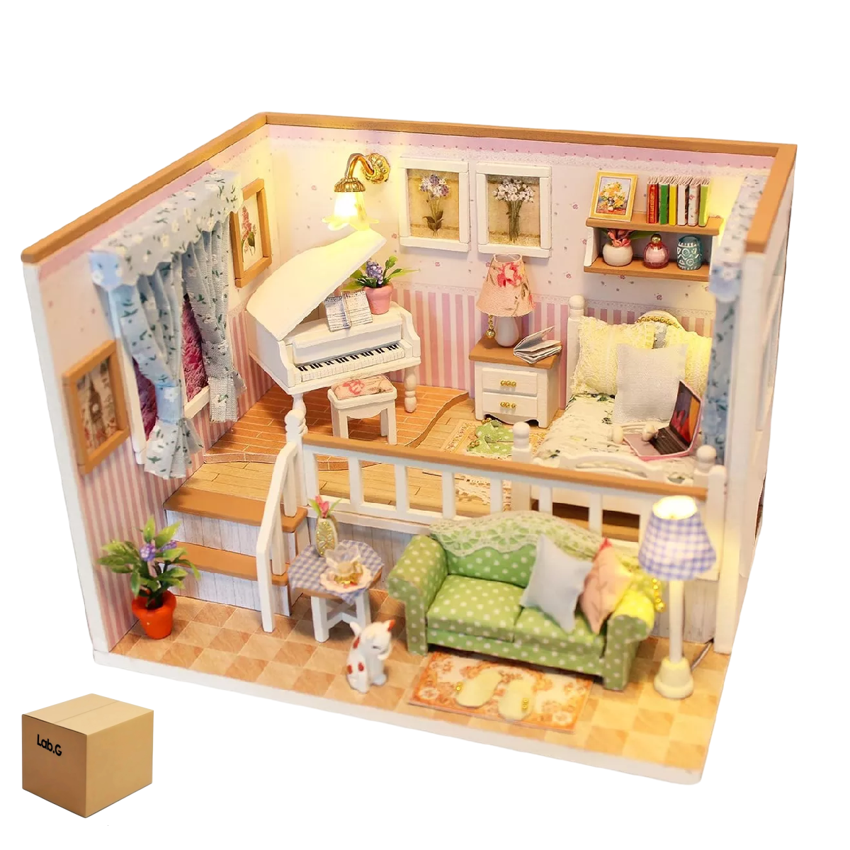 Foto 1 | Casita De Muñeca Lab.g Mini Casa De Madera Para Armar Y Accesorios Colores