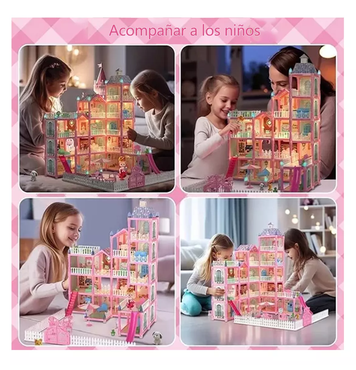 Foto 2 | Casa De Muñecas Lab.g Para Niña Con Tobogán De Luz Led Y Muñeca, Rosa