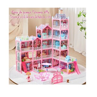 Foto 3 | Casa De Muñecas Lab.g Para Niña Con Tobogán De Luz Led Y Muñeca, Rosa