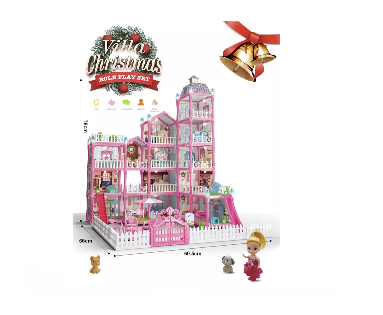 Foto 5 | Casa De Muñecas Lab.g Para Niña Con Tobogán De Luz Led Y Muñeca, Rosa