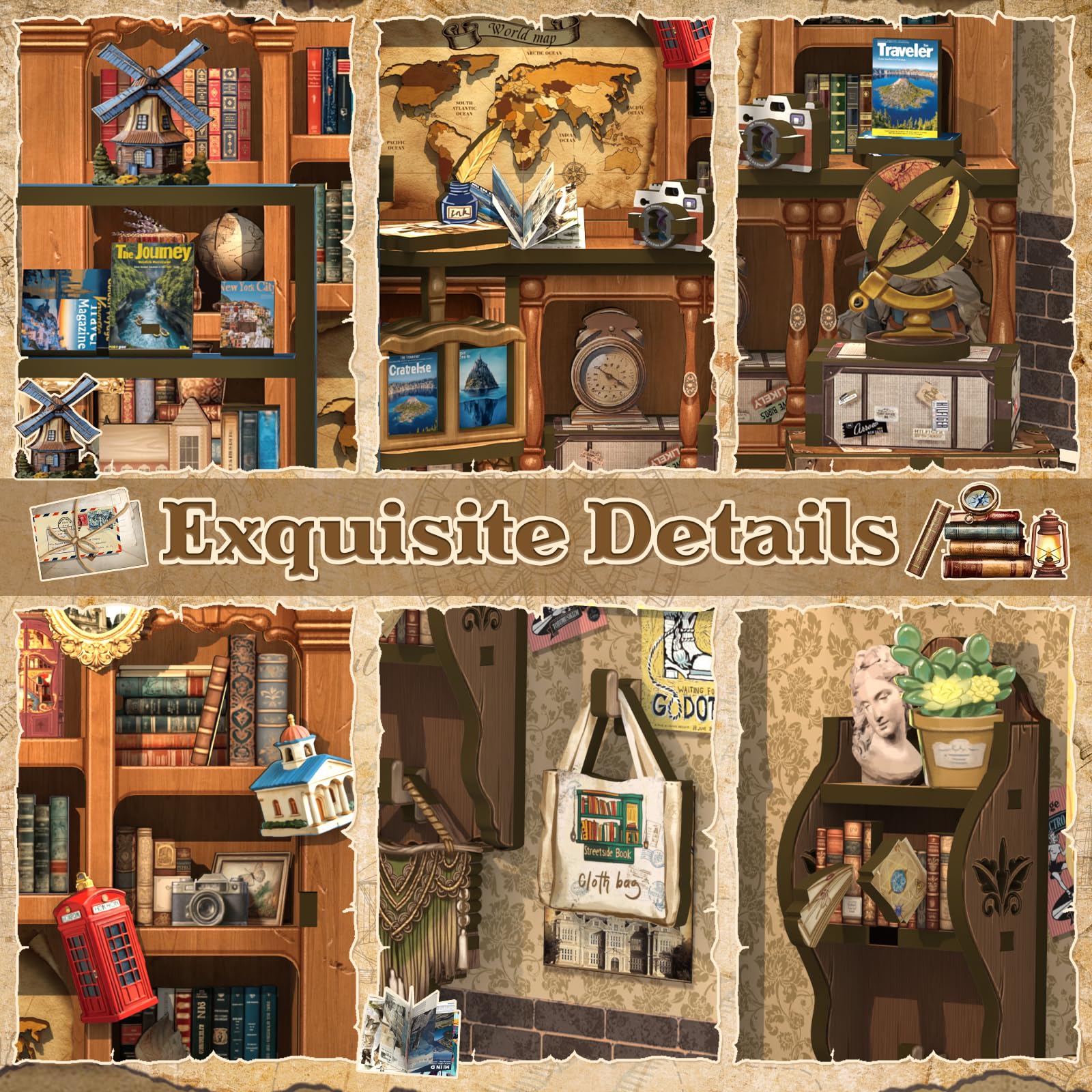 Foto 7 | Kit De Casa De Muñecas En Miniatura Cutebee Book Nook Journey - Venta Internacional.