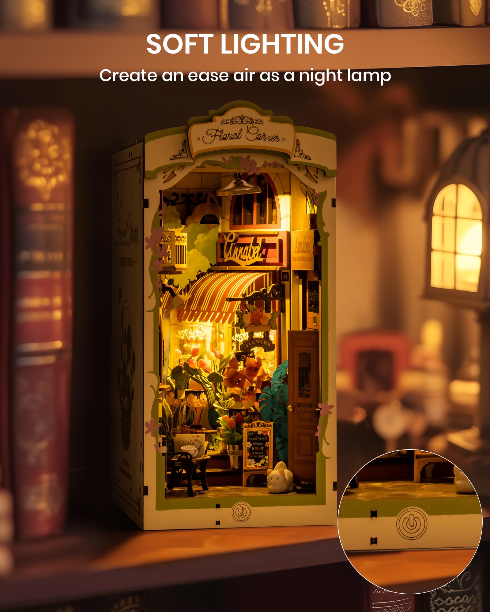 Foto 2 | Kit De Rincón Para Libros En Miniatura Con Forma De Casa De Muñecas, Rowood, Con Funda Antipolvo - Venta Internacional.