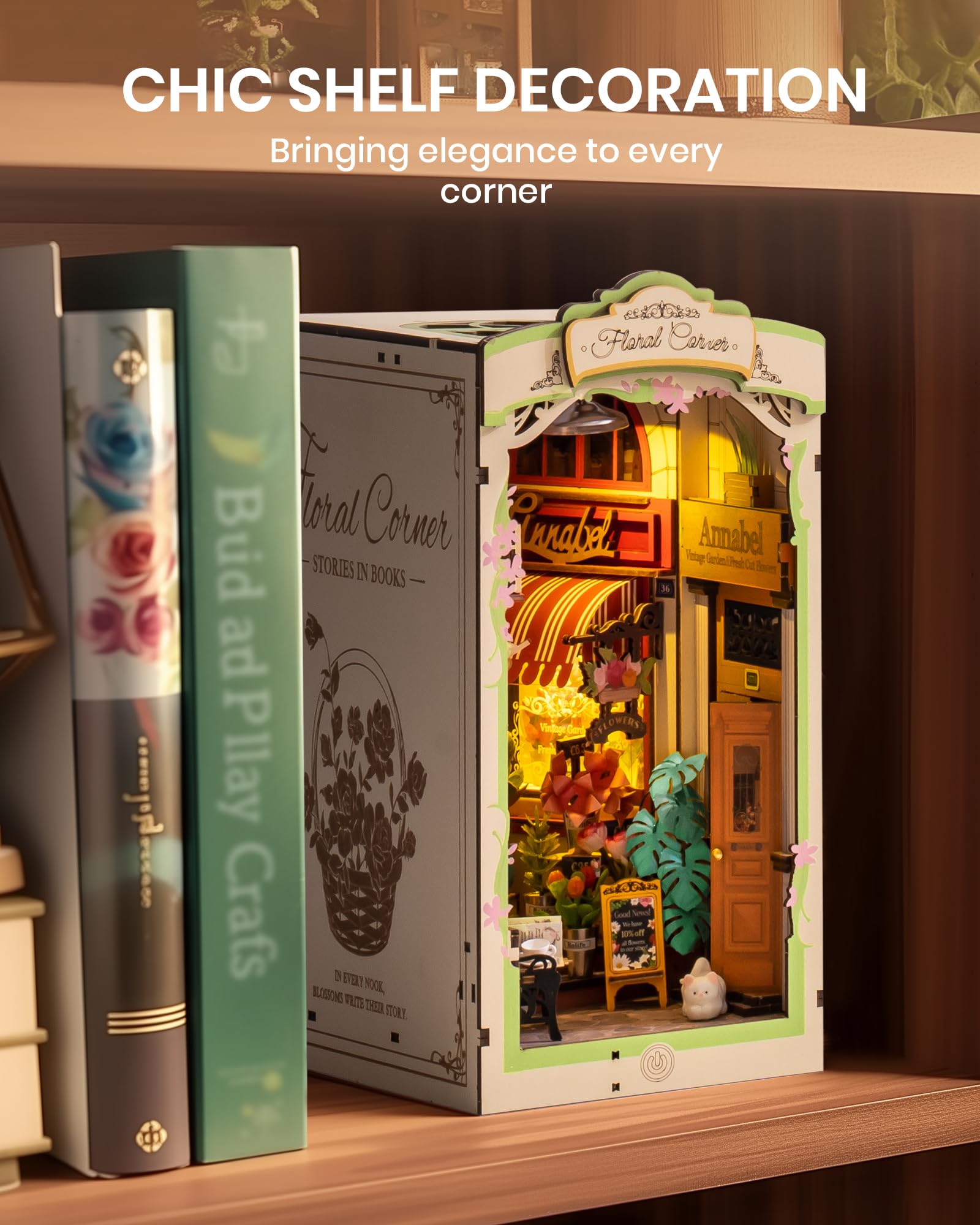 Foto 4 pulgar | Kit De Rincón Para Libros En Miniatura Con Forma De Casa De Muñecas, Rowood, Con Funda Antipolvo - Venta Internacional.