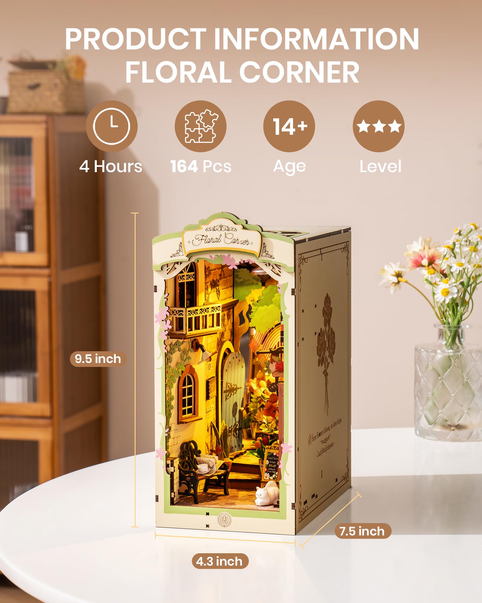 Foto 7 | Kit De Rincón Para Libros En Miniatura Con Forma De Casa De Muñecas, Rowood, Con Funda Antipolvo - Venta Internacional.