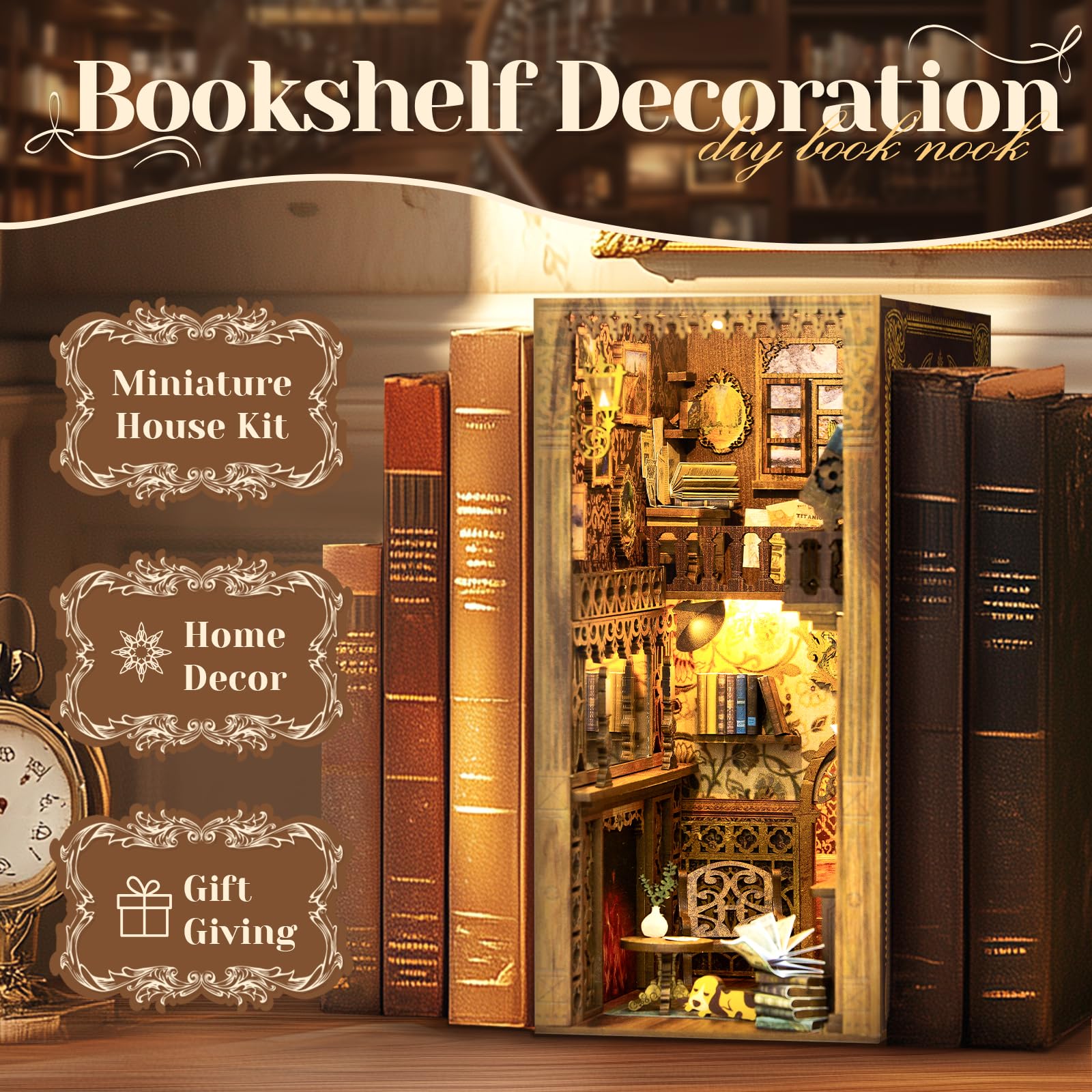 Foto 3 | Kit De Casa De Muñecas En Miniatura Cutebee Book Nook Eternal - Venta Internacional.