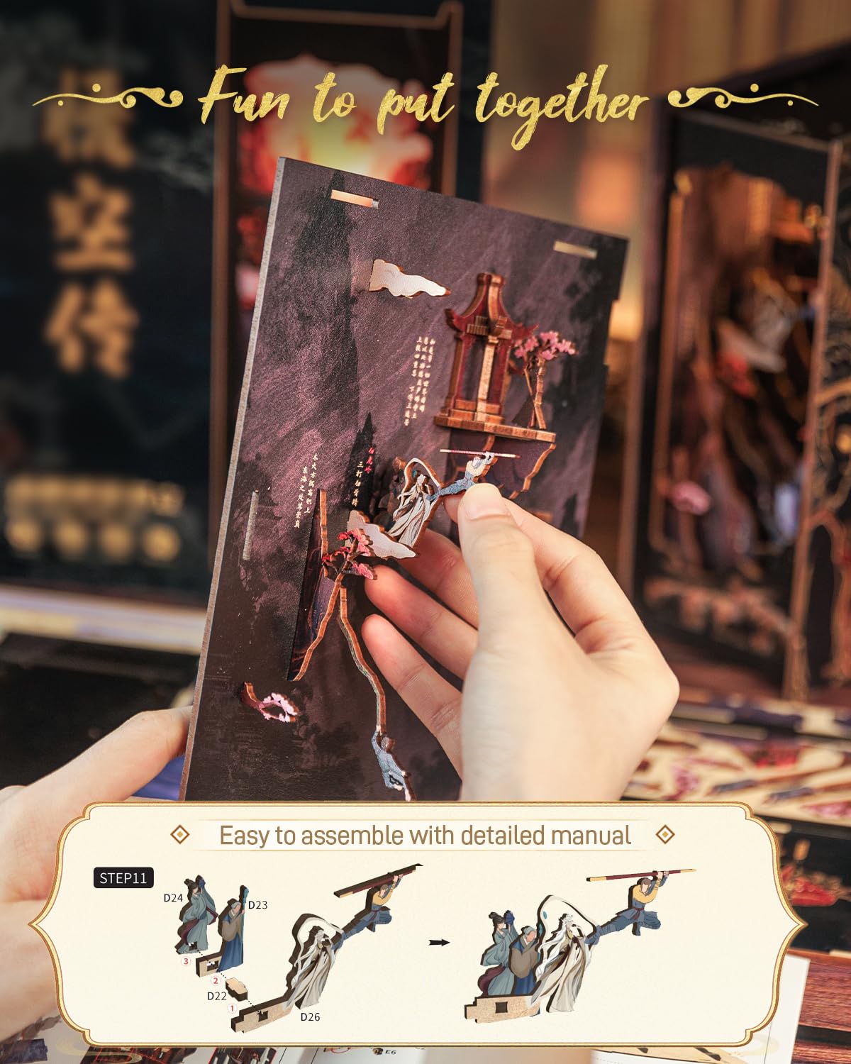 Foto 6 pulgar | Juego De Rincón Para Libros Diy Cutebee: La Leyenda De Wukong, Rompecabezas 3d - Venta Internacional.