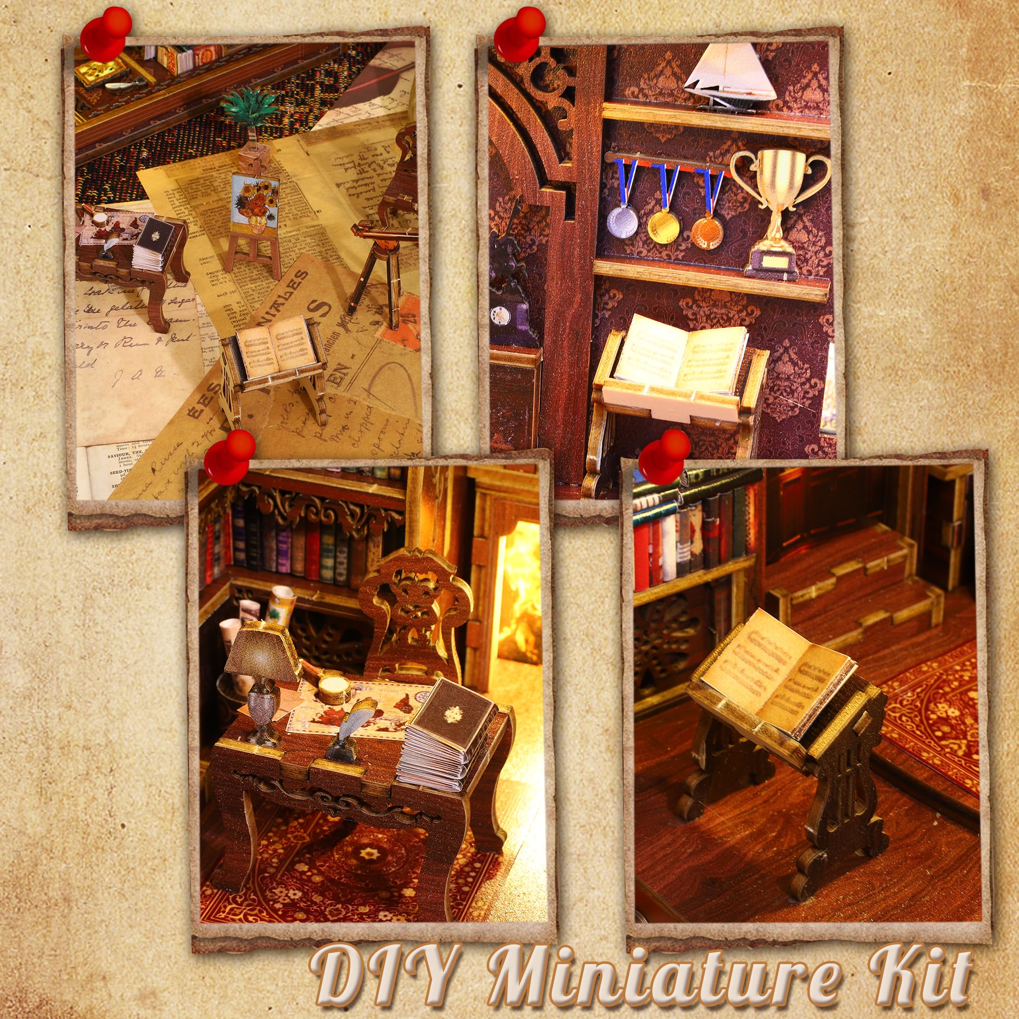 Foto 4 | Kit De Sujetalibros De Madera Con Forma De Rompecabezas 3d En Miniatura Para Casa De Muñecas - Venta Internacional.