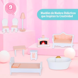 Foto 4 | Kids House Casa De Muñecas Daniela De Madera: Incluye 9 Muebles Detalles Hermosos Y Espacio Para Muñecas Grandes
