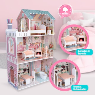 Foto 5 | Kids House Casa De Muñecas Daniela De Madera: Incluye 9 Muebles Detalles Hermosos Y Espacio Para Muñecas Grandes