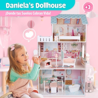 Foto 6 | Kids House Casa De Muñecas Daniela De Madera: Incluye 9 Muebles Detalles Hermosos Y Espacio Para Muñecas Grandes