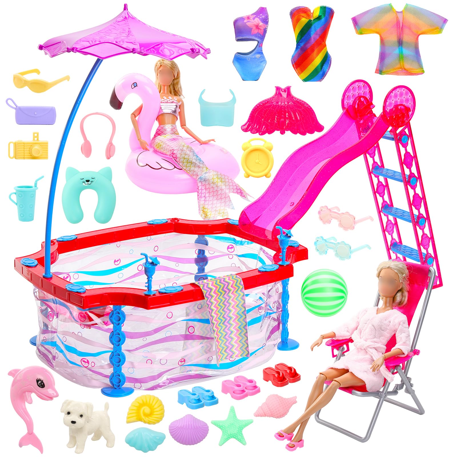 Foto 2 pulgar | El Set De Juego Para Muñecas Barwa Incluye Un Juego De Fiesta En La Piscina De 11.5 Pulgadas - Venta Internacional.