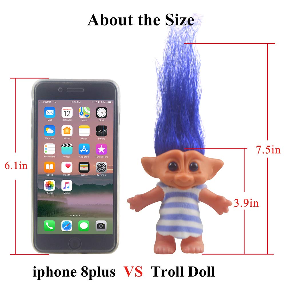 Foto 6 pulgar | Muñeca Troll Yintlilocn Lucky Vintage De 7.5 Pulgadas Con Pelo Azul - Venta Internacional.