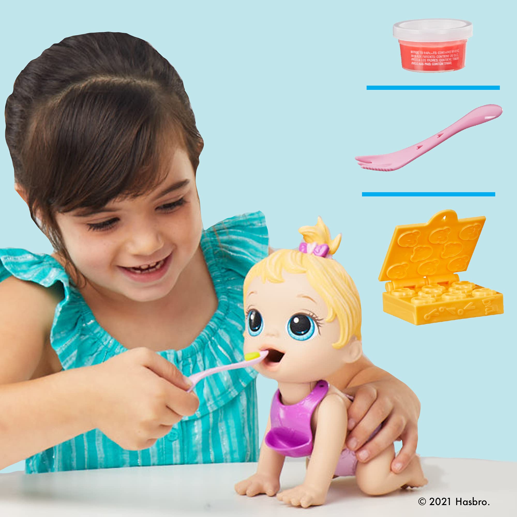 Foto 7 pulgar | Muñeca Baby Alive Lil Snacks Come Cacas De 20 Cm Con Molde Para Aperitivos - Venta Internacional.