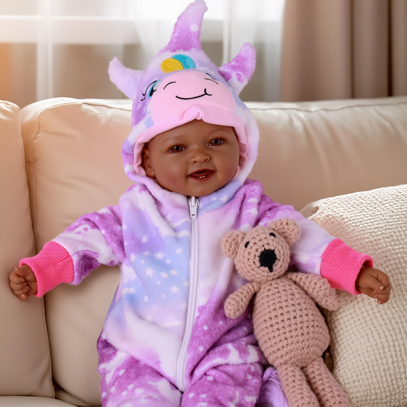 Foto 2 pulgar | Muñeca Babeside Mia Black Girl Realista De 43 Cm Con Ropa - Venta Internacional.
