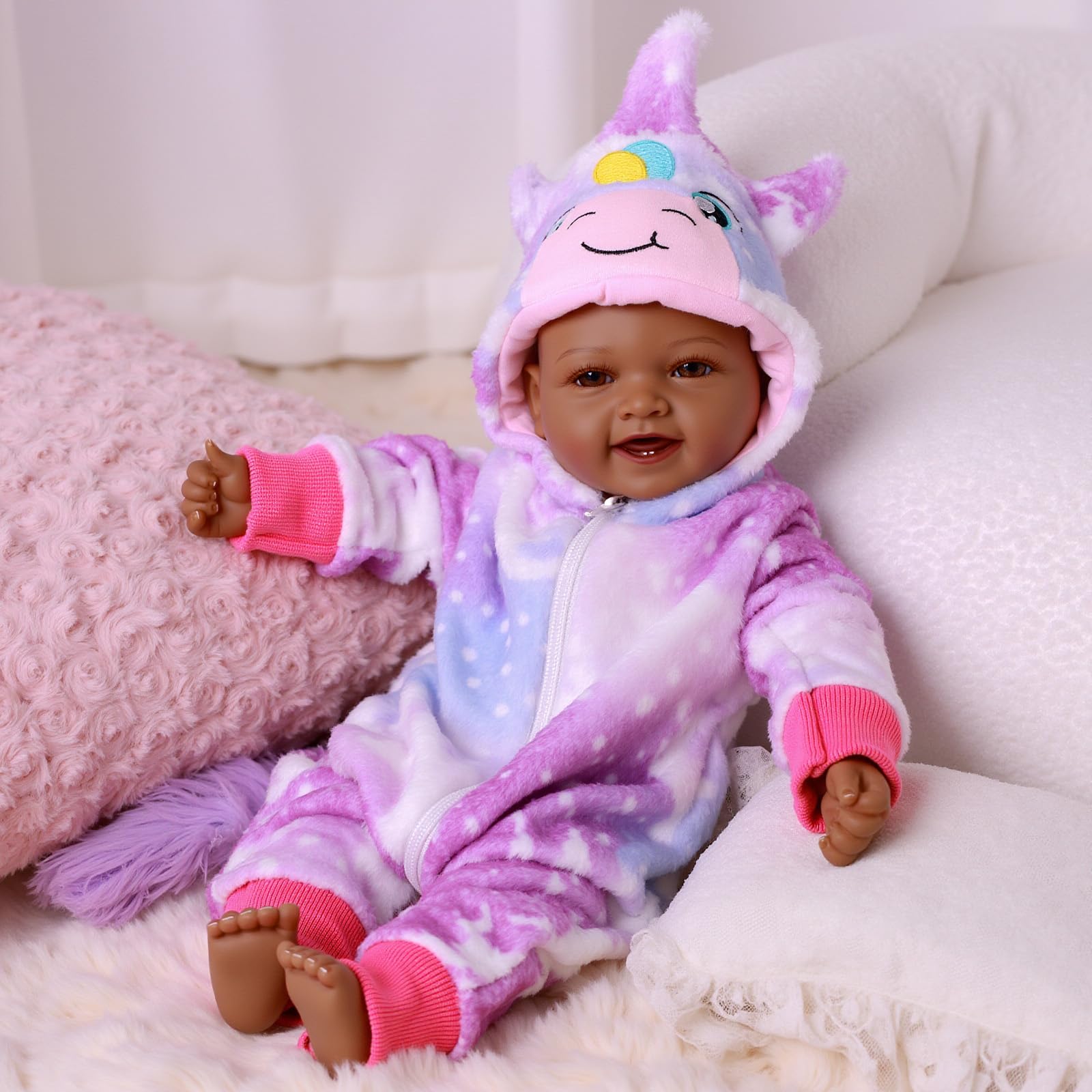 Foto 7 pulgar | Muñeca Babeside Mia Black Girl Realista De 43 Cm Con Ropa - Venta Internacional.