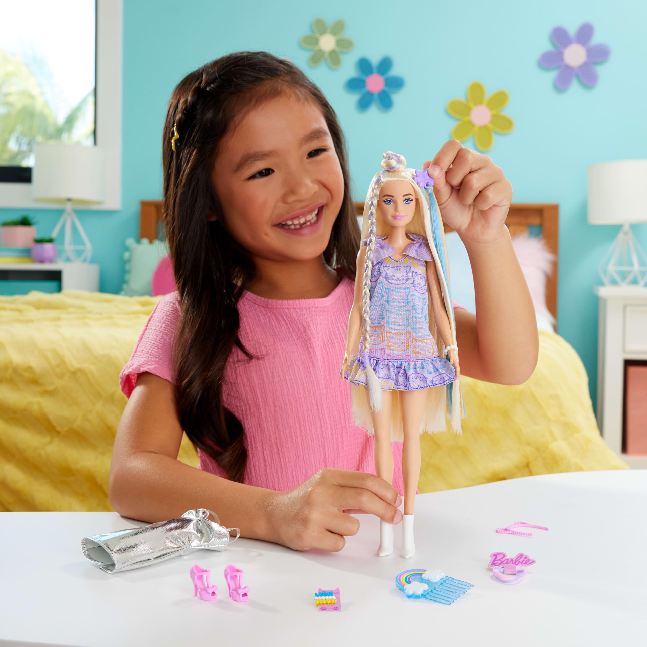 Foto 3 pulgar | Muñeca Moderna Barbie Divertida Y Elegante Con Pelo Extralargo Y 2 Looks - Venta Internacional.