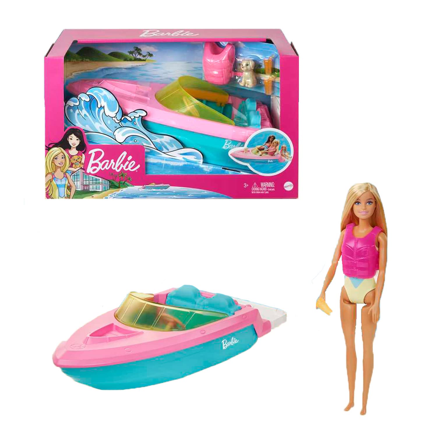 Foto 2 pulgar | Muñeca Barbie Y Barco De Juguete Playset Con Cachorro, Chaleco Salvavidas Y Más - Venta Internacional.