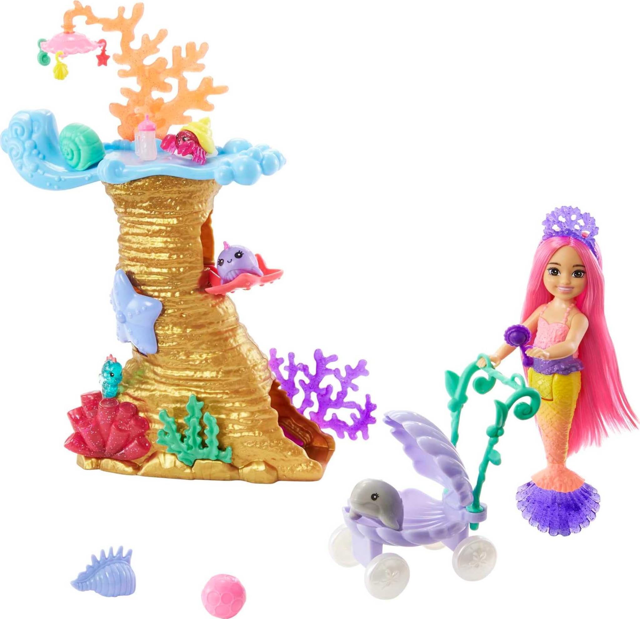 Foto 2 pulgar | Set De Juego Barbie Mermaid Power Con Muñeca Chelsea Y 4 Mascotas - Venta Internacional.