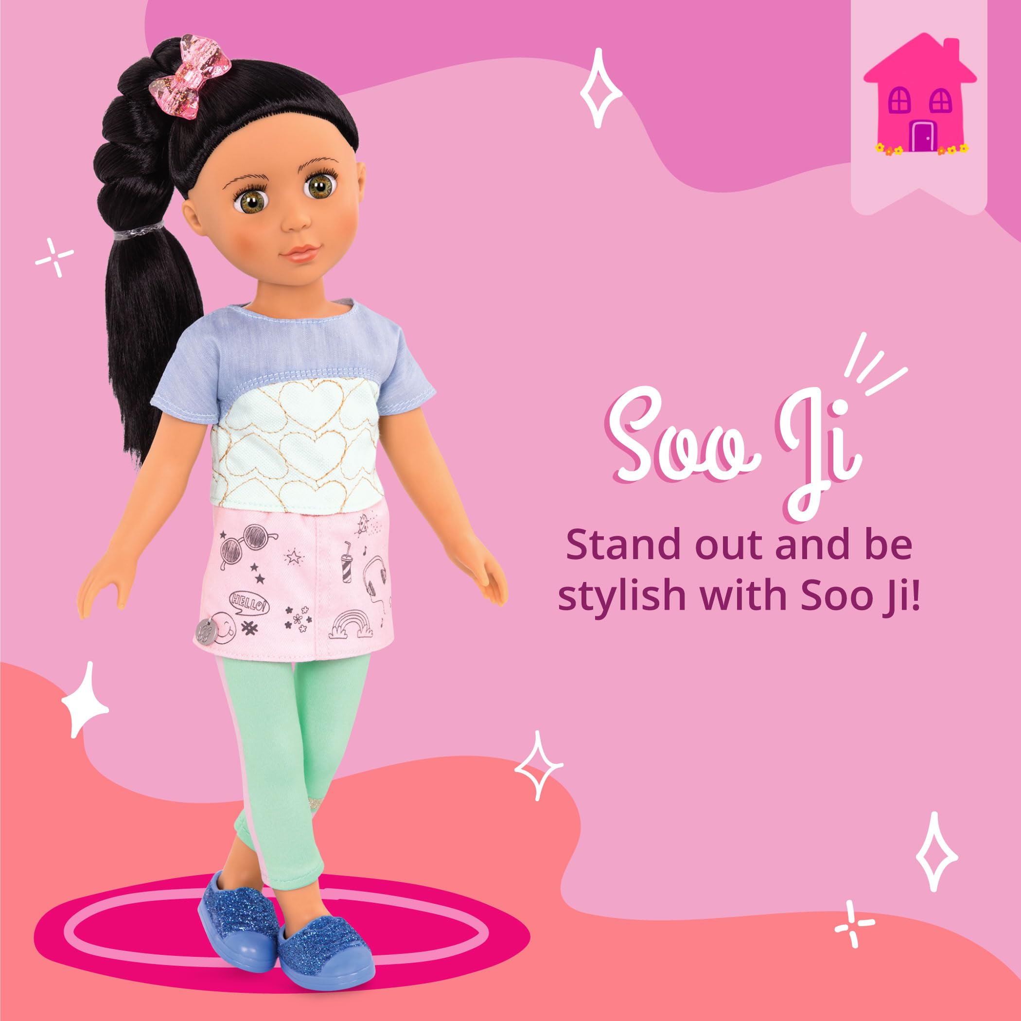 Foto 2 | Muñeca Moderna Con Purpurina Para Niñas Soo Ji, 35 Cm, Con Ropa Y Zapatos - Venta Internacional.