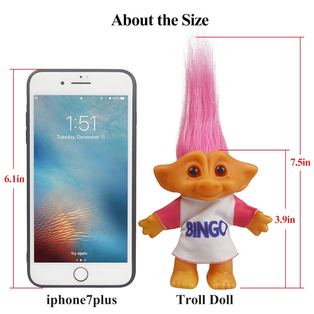 Foto 4 pulgar | Muñeca Troll Vintage Yintlilocn Lucky Chromatic 19 Cm Rosa - Venta Internacional.