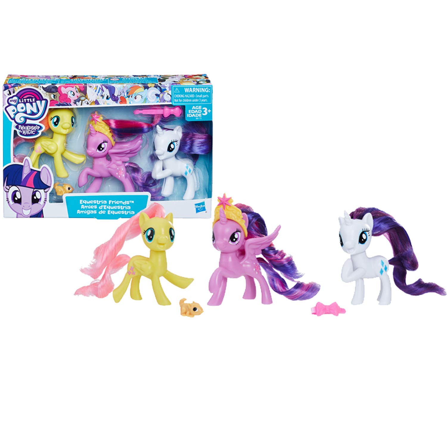 Toy My Little Pony Twilight Sparkle, Rarity & Fluttershy, Paquete De 3 - Venta Internacional.