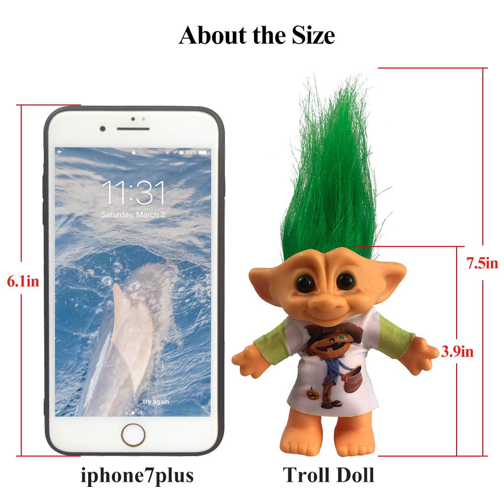 Foto 4 | Muñeca Troll Yintlilocn Vintage De 7.5 Pulgadas Con Pelo Verde De Pvc - Venta Internacional.