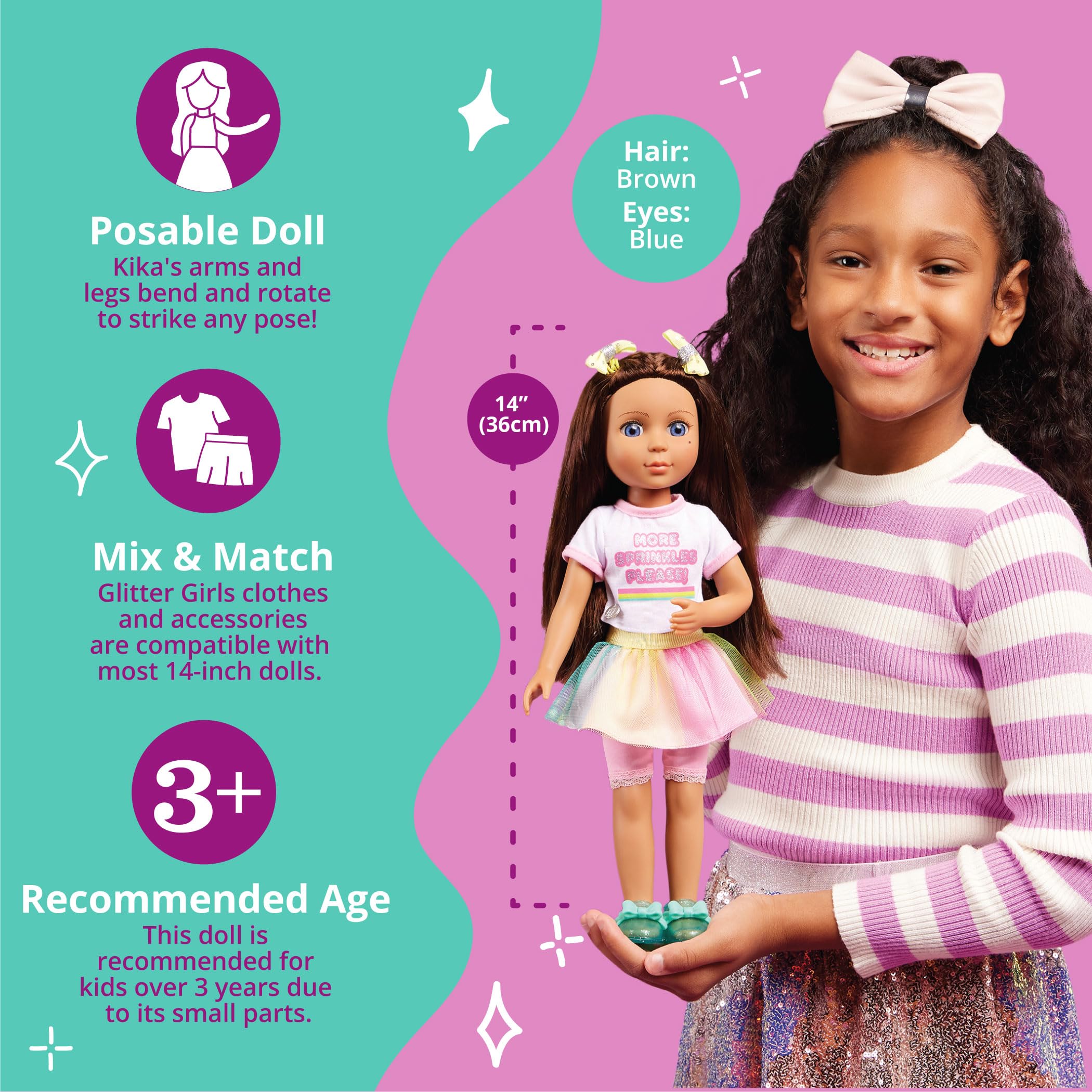 Foto 5 pulgar | Doll Battat Glitter Kika Para Niñas, 14 Pulgadas, Con Traje De Helado - Venta Internacional.