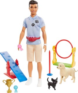 Foto 1 | Entrenador De Perros Playset Barbie Careers Con Ken Doll Y 2 Perros - Venta Internacional.