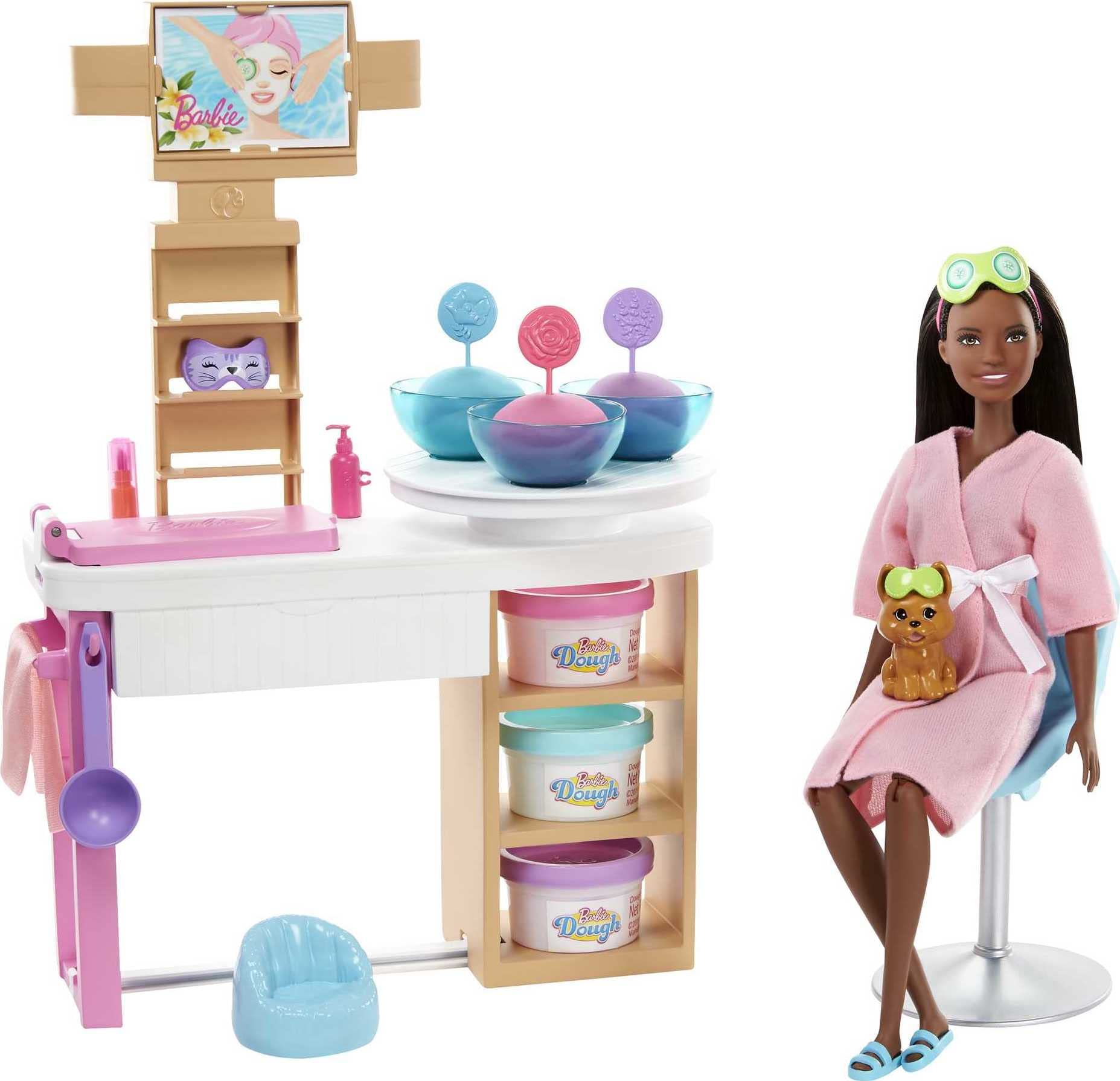 Mascarilla Facial Playset Barbie Para Día De Spa Con Muñeca Barbie Morena - Venta Internacional.