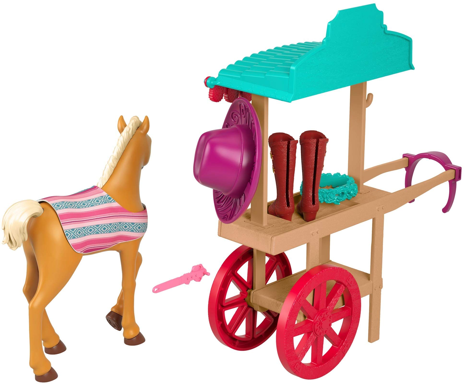 Foto 4 | Carrito De Equipamiento De Equitación Mattel Spirit Untamed Miradero Con Poni - Venta Internacional.