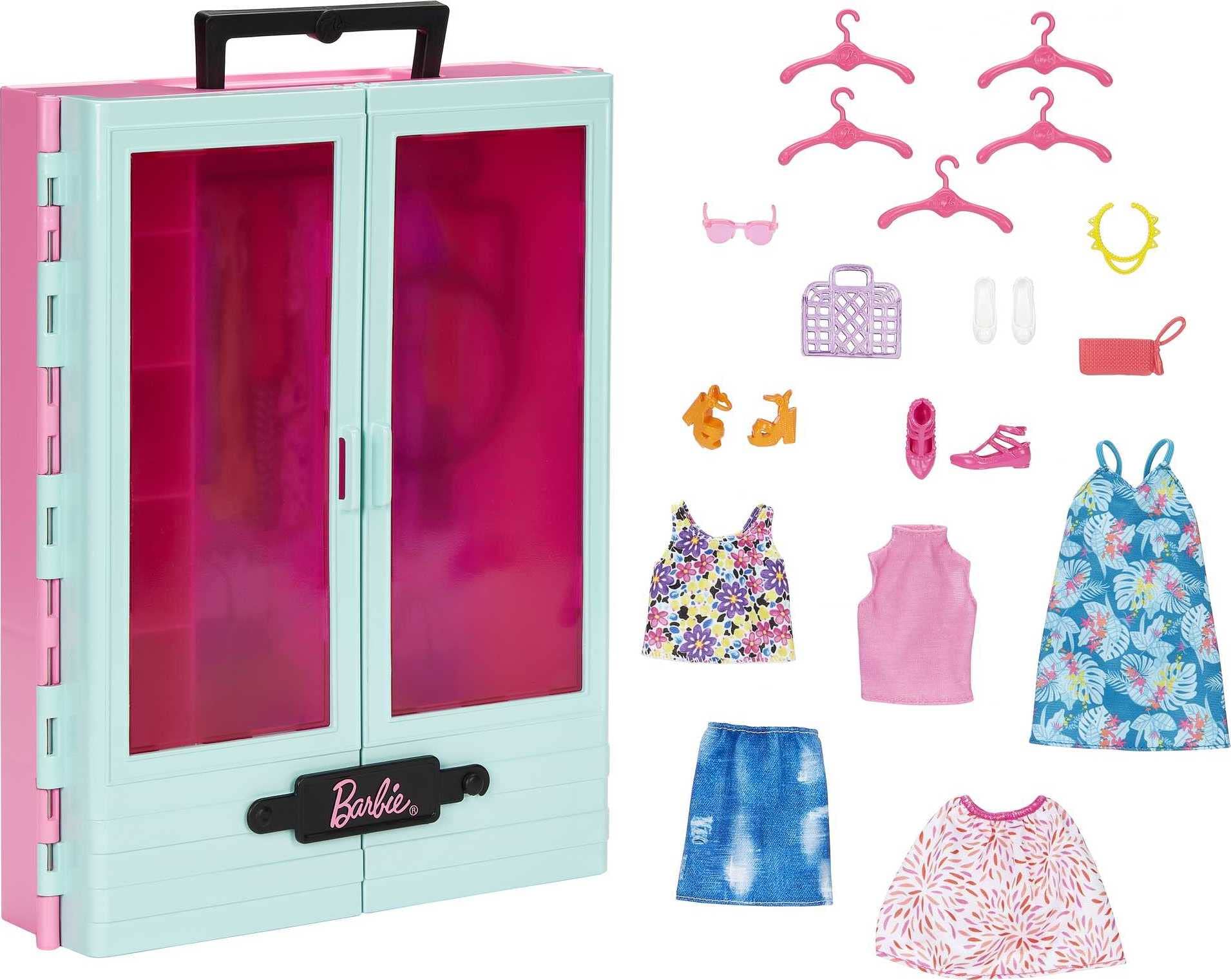 Foto 1 | Armario Playset Barbie Con 3 Atuendos, Accesorios Y Perchas - Venta Internacional.