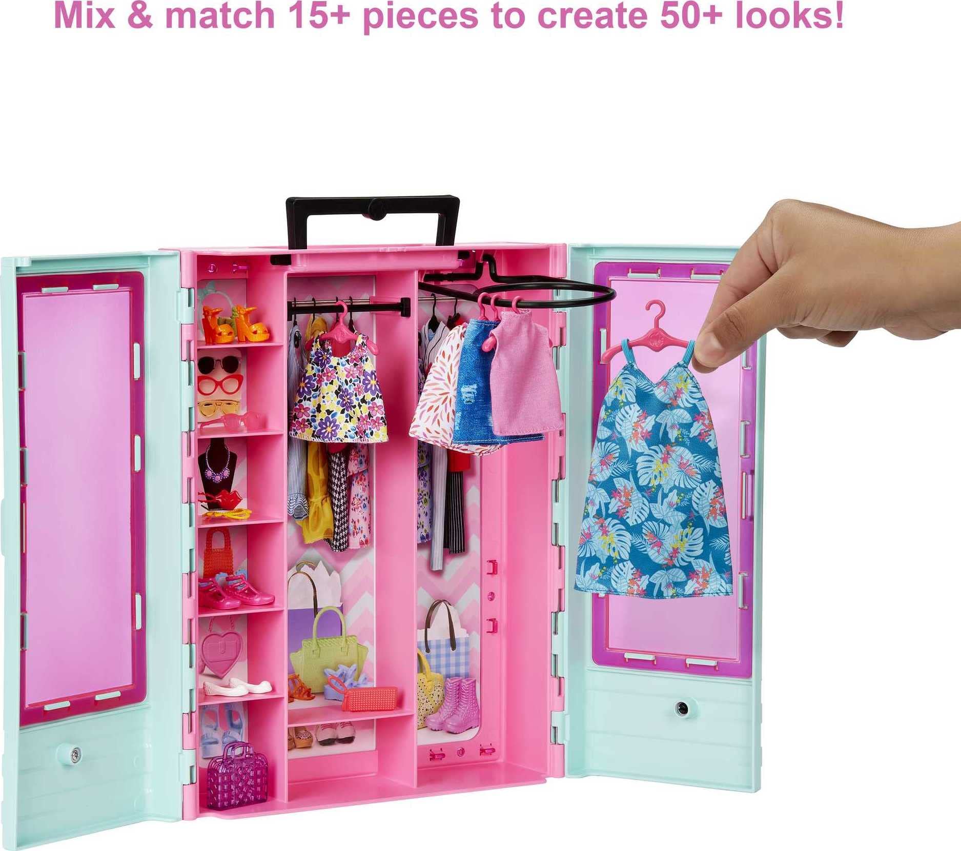 Foto 3 pulgar | Armario Playset Barbie Con 3 Atuendos, Accesorios Y Perchas - Venta Internacional.
