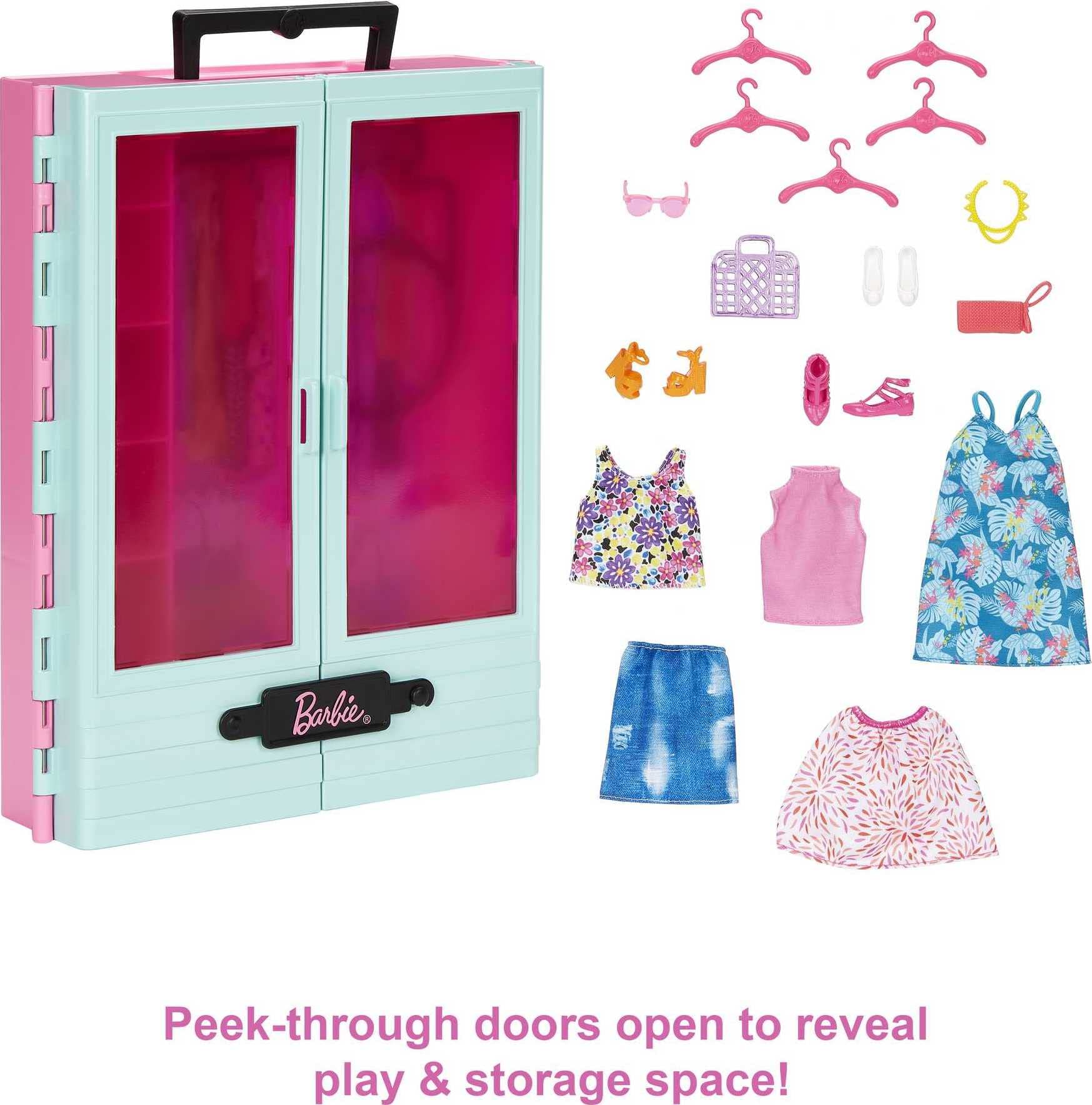 Foto 4 pulgar | Armario Playset Barbie Con 3 Atuendos, Accesorios Y Perchas - Venta Internacional.